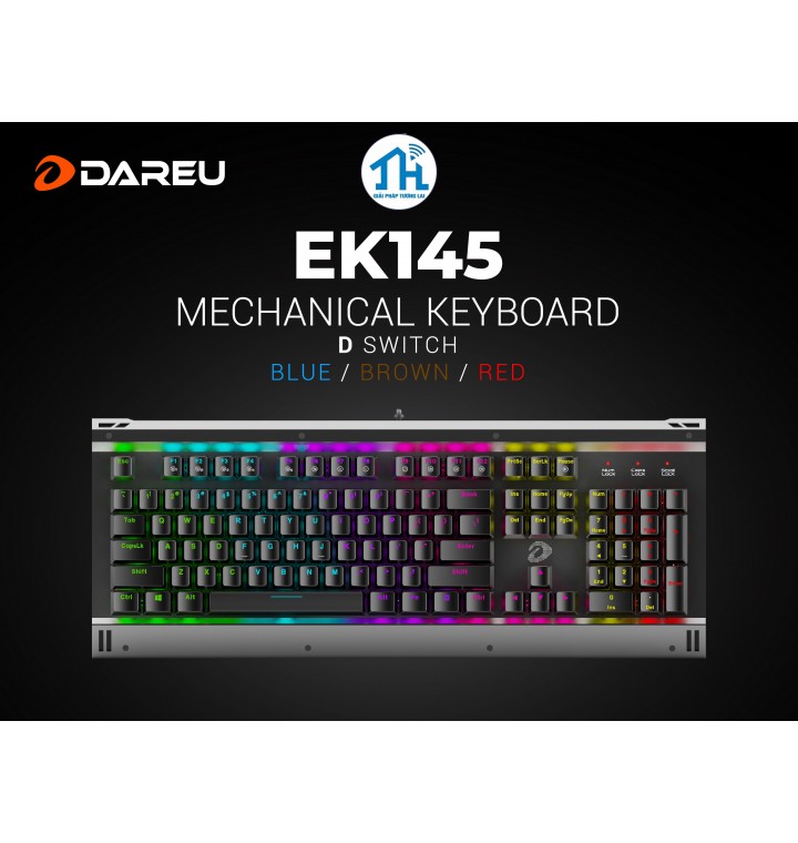 Bàn phím cơ Gaming DAREU EK145 104KEY (MULTI LED, Blue/ Brown/ Red D switch)