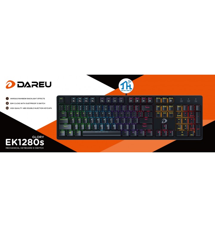 Bàn phím cơ Gaming DAREU EK1280s 104KEY (MULTI LED, Blue/ Brown/ Red D switch)