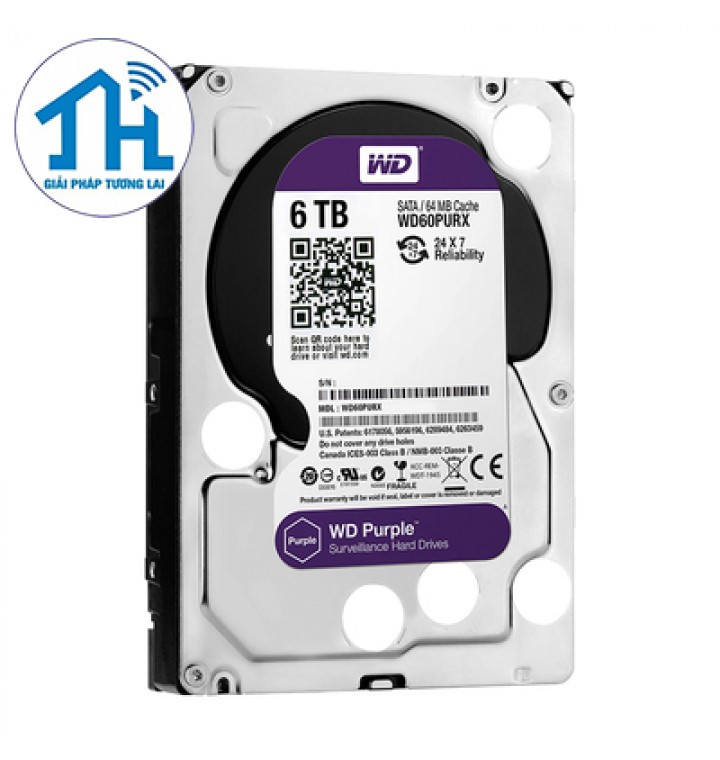 WD HDD Purple 6TB 3.5" SATA 3/ 64MB Cache/ IntelliPower (5400RPM) (Màu tím)