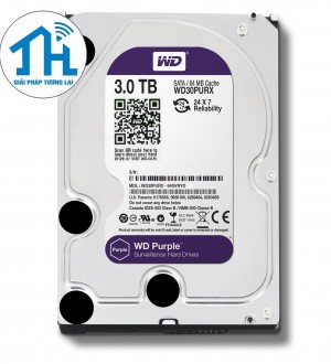 WD HDD Purple 3TB 3.5" SATA 3/ 64MB Cache/ IntelliPower (5400RPM-5900RPM) (Màu tím)