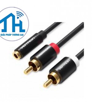 Cáp AV 3.5mm Female to 2RCA Male Vention 1.5m VAB-R01-B150