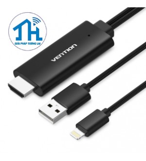 Cáp chuyển Lightning sang HDMI 2M Black Vention CEJBH