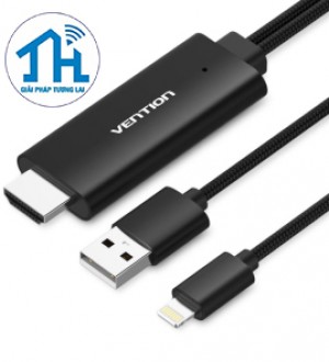 Cáp chuyển Lightning sang HDMI 2M Black Vention CEJBH