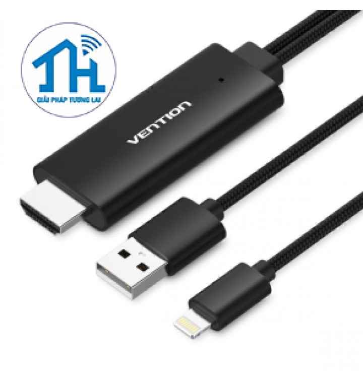 Cáp chuyển Lightning sang HDMI 2M Black Vention CEJBH