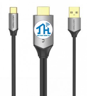Cáp chuyển USB Type-C to  HDMI 2.0 kèm nguồn Vention 1.5m CGTBG