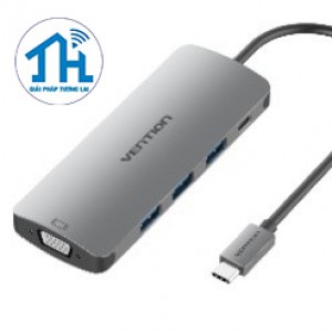 Cáp chuyển USB Type-C to VGA/USB3.0*3/ PD Vention CGQHA