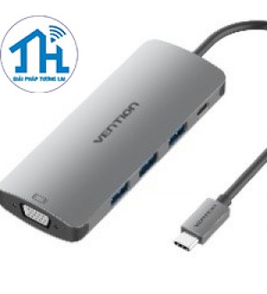 Cáp chuyển USB Type-C to VGA/USB3.0*3/ PD Vention CGQHA