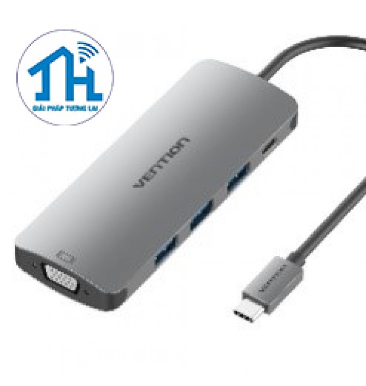 Cáp chuyển USB Type-C to VGA/USB3.0*3/ PD Vention CGQHA