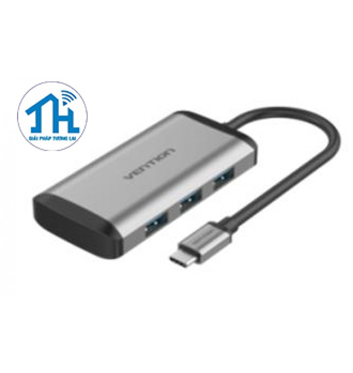 Cáp chuyển USB Type-C to USB3.0*4/PD Micro USB Vention TGCHB