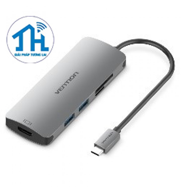 Cáp chuyển USB Type-C to HDMI/USB3.0*2/TF/SD/ PD Vention CMEHA