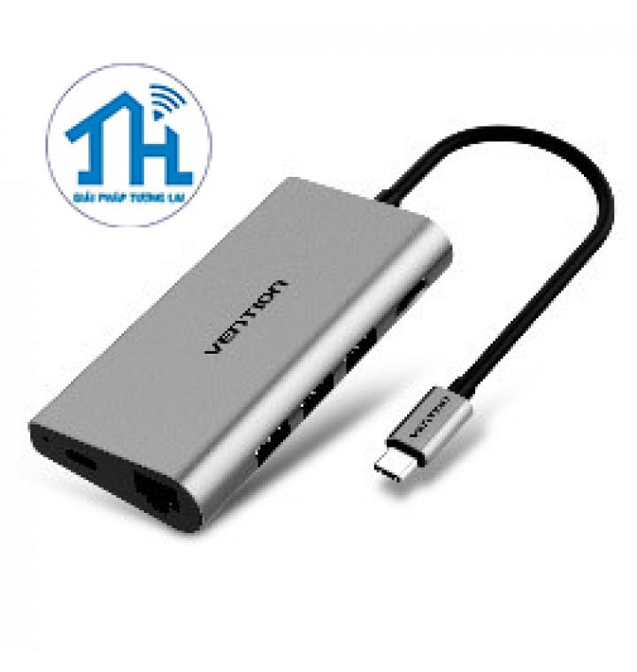 Cáp chuyển USB Type-C to HDMI/LAN/TF/SD/USB*3/PD Vention CMBHA